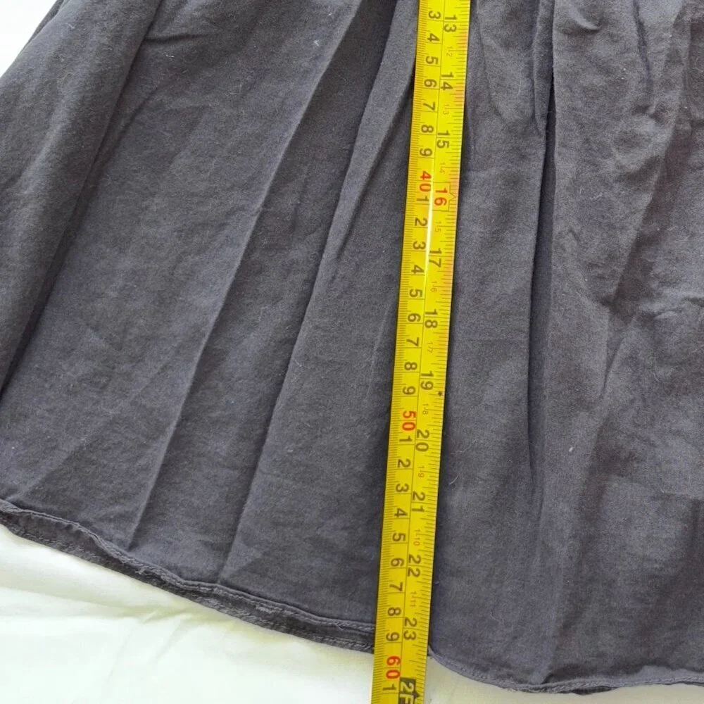 Free People Charcoal Gray Embroidered Smocked Peasant Boho Blouse Size Small